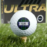 Wallace Tartan Blue & Green Monogram Initials Golf Balls