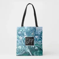 Blue Ocean Bubbles Fluid Art Tote Bag