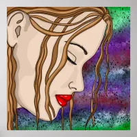 Digital Art | Sad Lady Deep in Thought  Poster