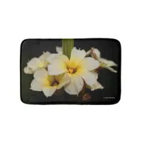 Beautiful Satin Flowers on Black Bath Mat