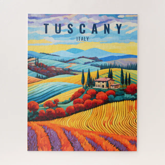 Painting of Tuscany at Sunset | Italy Travel Art Jigsaw Puzzle