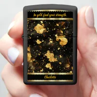 Golden marble patterns in cosmic space zippo lighter