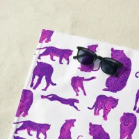 Hot Pink & Purple Lions, Tigers, Leopard Beach Tow Beach Towel