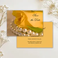 Yellow Rose and White Pearls Wedding Save the Date Invitation