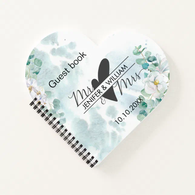 Guest book wedding eucalyptus mr mrs heart budget