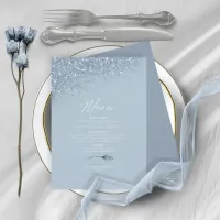 Floral Sparkles Wedding Menu4 Blue ID889