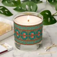 Southwest Teal Copper Colors Geometric Pattern Scented Candle