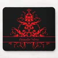 Romantic, Elegant Vintage Red Damask  Mouse Pad