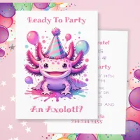 Let's Celebrate Axolotl Girl's Birthday Party Postcard