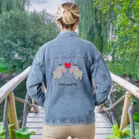 Cute and fun elephant couple with heart - custom  denim jacket