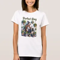 Perfect Day | Girl Reading with Cat and Plants T-Shirt