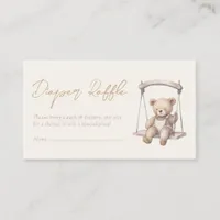 Minimalist Teddy Bear Baby Shower Diaper Raffle Enclosure Card