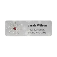 silver red snowflakes bridal shower address label