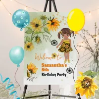  Sunflower Watercolor Little Girl Birthday Foam Board