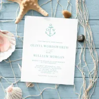 Budget Nautical Wedding Invite Sea Glass Blue Flyer