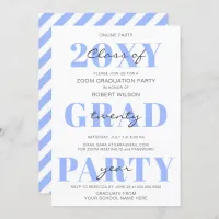 Blue Typography Modern Online Graduation Party Invitation