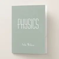 Cute Sage Personalized School Subject Physics Pocket Folder