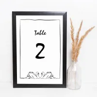 Simple Timeless Handwritten Swan Bridal Shower  Table Number