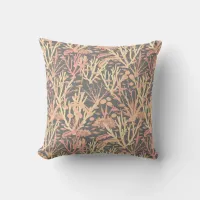 Coral Reef Pattern Elegant Peach and Grey Throw Pillow