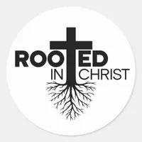 Monochrome Rooted In Christ Christian Bible Verse Classic Round Sticker