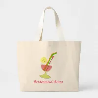 cute cocktail glass Fun Bridesmaid Favors Large Tote Bag