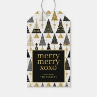 Black Gold Christmas Merry Pattern#25 ID1009 Gift Tags