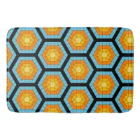 Colorful Modern Geometric Honeycomb Pattern Bath Mat