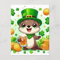 Adorable St. Patricks Day Otter Postcard