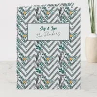 Joy & Love - Zigzag Bird & Flower Pattern Card