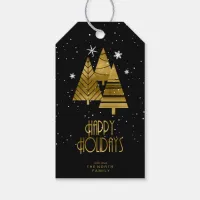 Christmas Trees and Snowflakes Gold ID863 Gift Tags