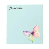 Delicate Pink Butterfly in Pastel Rainbow Colors Notepad