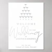 Champagne Tower Wedding Guests Welcome Silver Gold Foil Prints