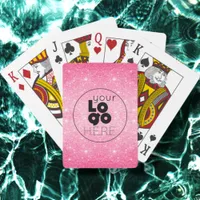 Business Logo Hot Pink Glitter Playing Card Set