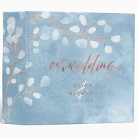 Watercolor Snowdrops Wedding Dusty Blue ID726 3 Ring Binder