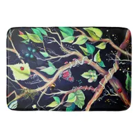 Leaves and butterflies painting bathroom mat