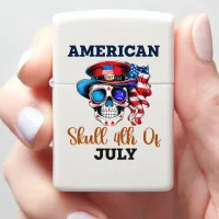 Patriotic Skull in Stylish Hat & Glasses Zippo Lighter