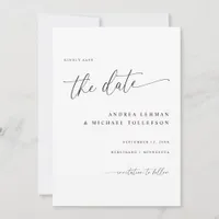 Delicate Calligraphy Modern Simple Wedding Save The Date