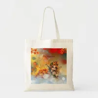 Cute Autumn Fairy with Fallen Leaves Tote Bag