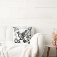 Cute Hummingbird Black & White Designer Cushion