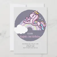 Cute Girly Purple Magical Unicorn Invitation