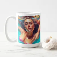 Beautiful Woman Under Water AI Art Coffee Mug