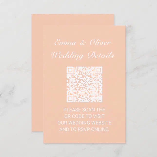 QR Code Wedding Website Details Enclosure Card