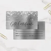 Glittery Silver Foil Gift Certificate