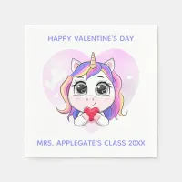 Unicorn Heart Cute Personalized Valentine Napkins