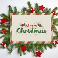 Modern Merry Christmas Script Holiday Card