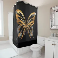 Golden and Silver Elegant transparent Butterfly Shower Curtain