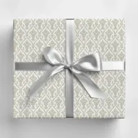 Tan and White Vintage Damask Pattern Wrapping Paper