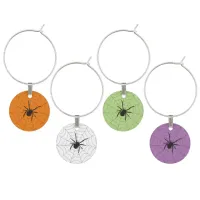 Spider and Web Halloween Wine Charm