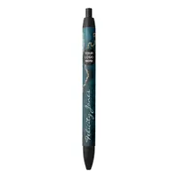 Teal - Turquoise and Gold Agate Business Black Ink Pen