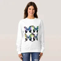 Aqua, Pink, and Yellow -  Elegant Butterflies Sweatshirt